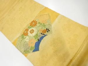 アンティーク　地紙に菊模様織出し丸帯（着用可）